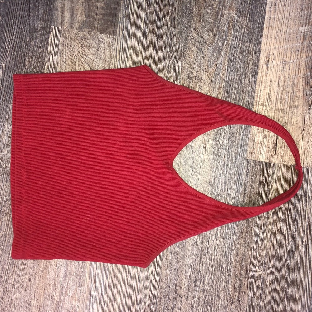 TOPSHOP Ribbed Halter Top